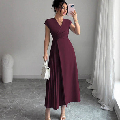 ÉlanGrace™ Sculpted A-Line V-Neck Dress