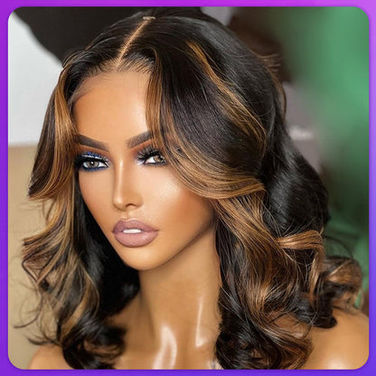 Real human hair_Style: Bob wave with highlight 1B30