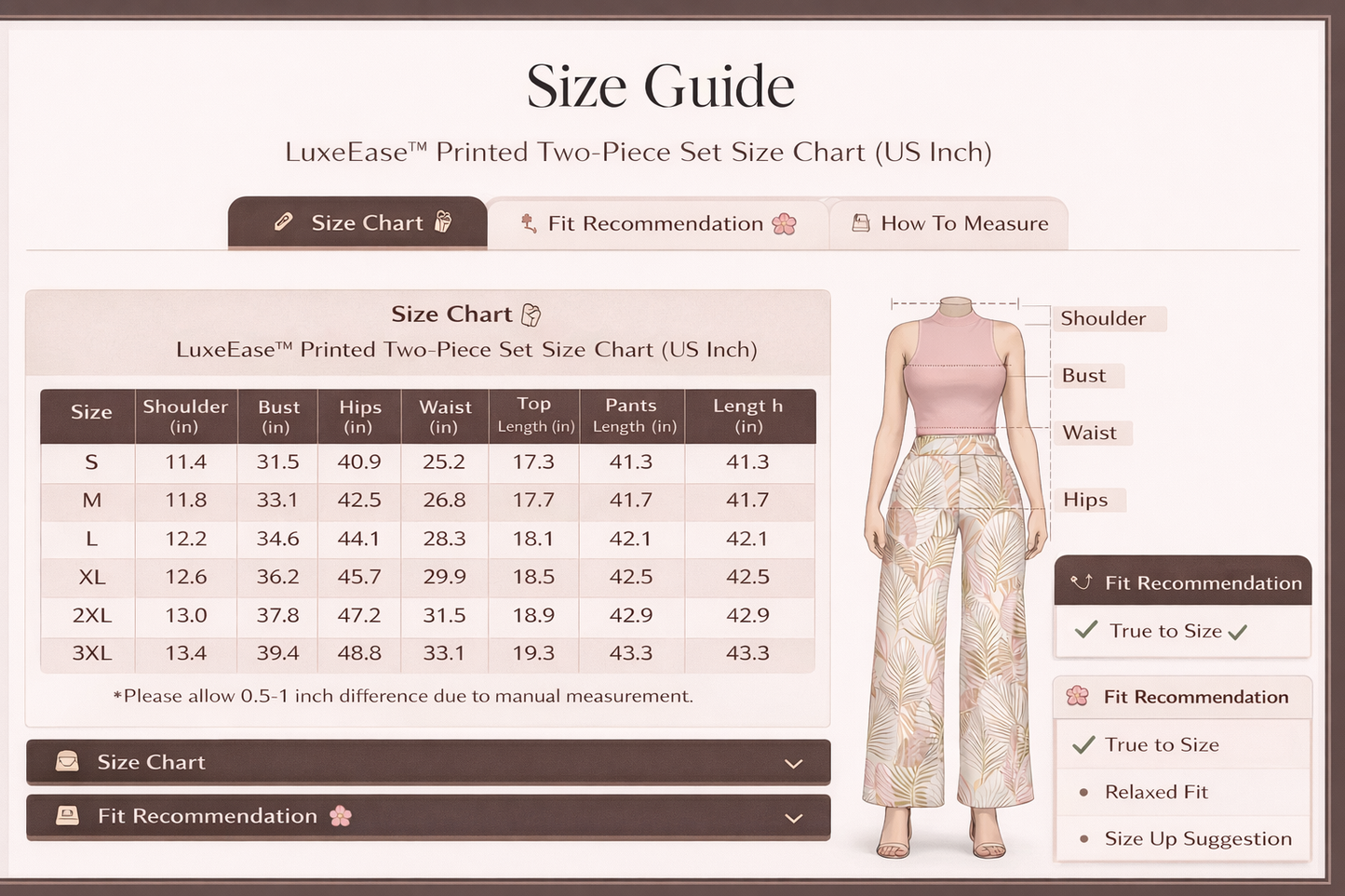 LuxeEase™ Printed Two-Piece Trouser Set