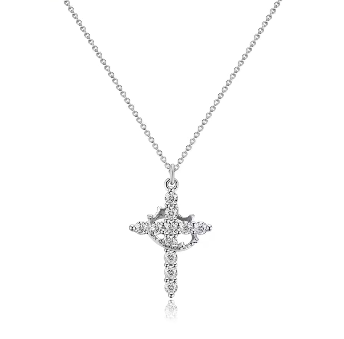 Elegant Crown Cross Necklace