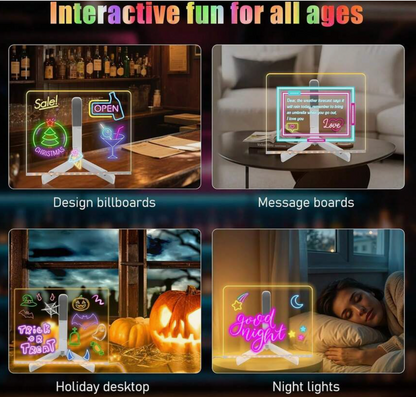 Light-Up LED Message Board - Clear Acrylic Memo & Night Light