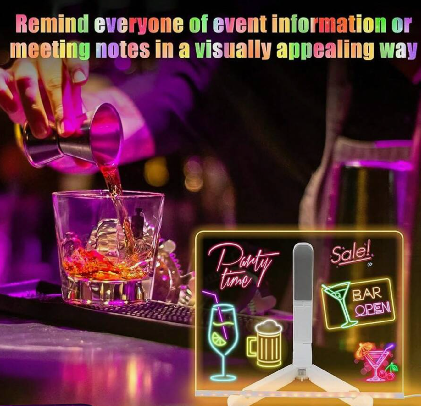 Light-Up LED Message Board - Clear Acrylic Memo & Night Light