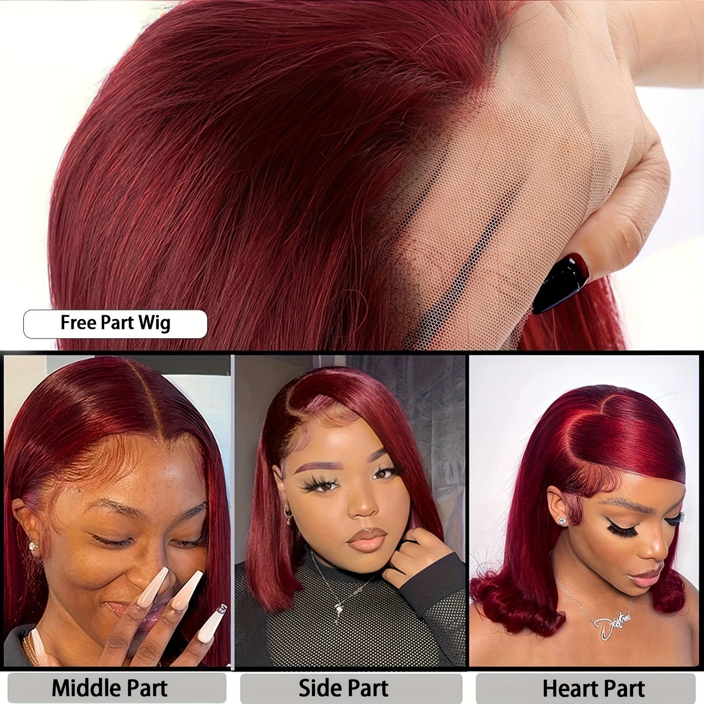 VelourCrown™ 99J Wine Red 100% Human Hair Lace Front Wig