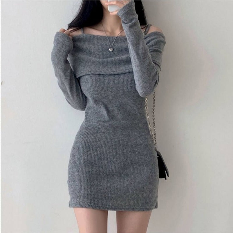 VelouraMuse™ Off-Shoulder Sculpt Sweater Dress