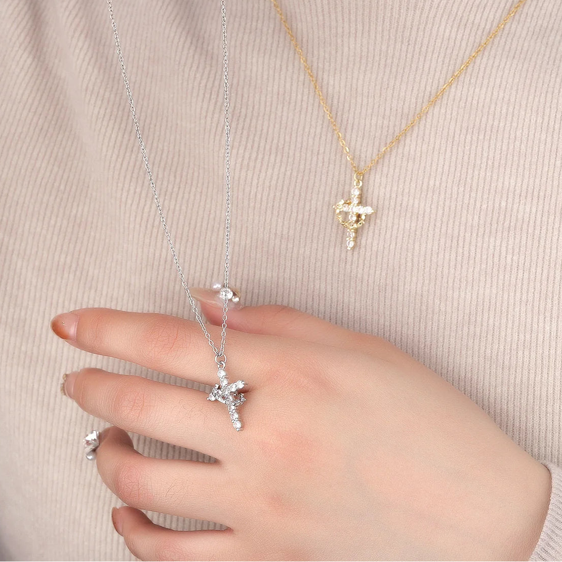 Elegant Crown Cross Necklace