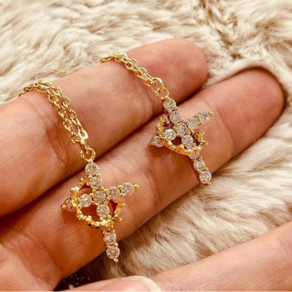 Elegant Crown Cross Necklace
