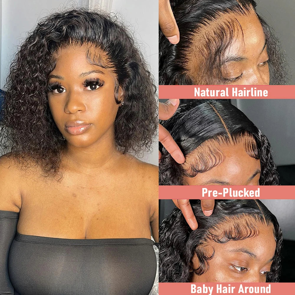 Deep Wave Curly Bob Wig - Natural Textured Lace Front