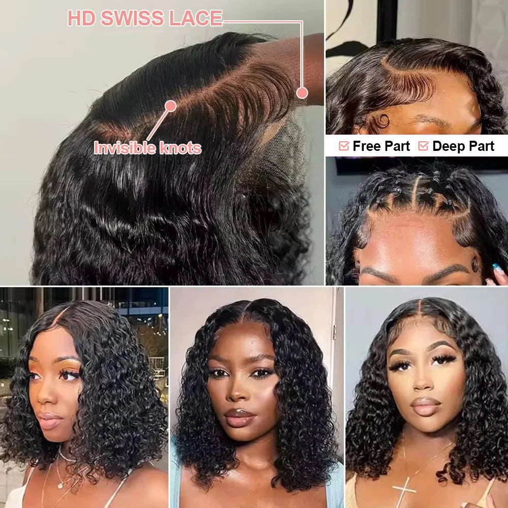 Deep Wave Curly Bob Wig - Natural Textured Lace Front