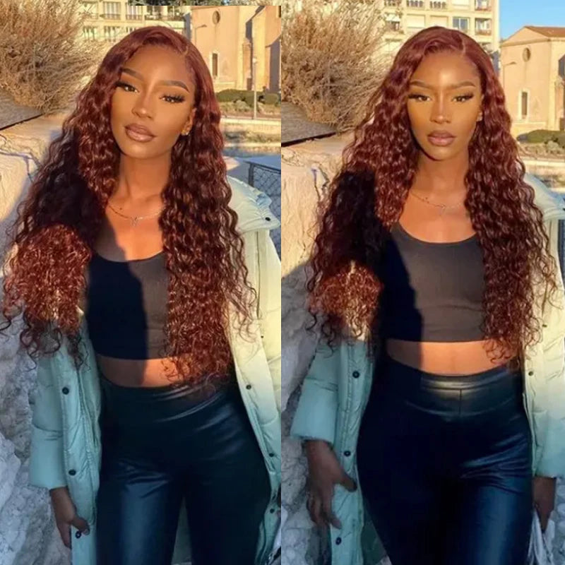 Water Wave Reddish Brown Lace Wig - Glueless HD Lace