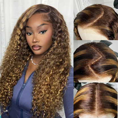 Honey Blonde Water Wave Wig - Glueless Lace Front