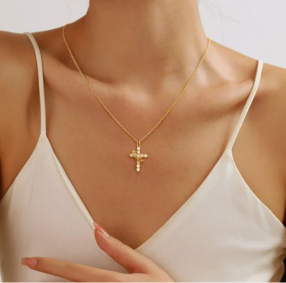 Elegant Crown Cross Necklace