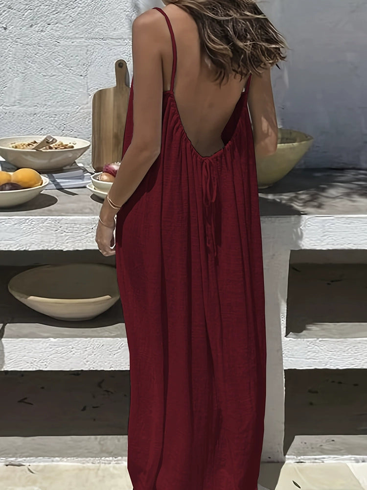 Coastal Breeze Backless Cami Dress - Lightweight Summer Dress