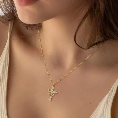 Elegant Crown Cross Necklace