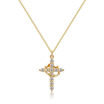 Elegant Crown Cross Necklace