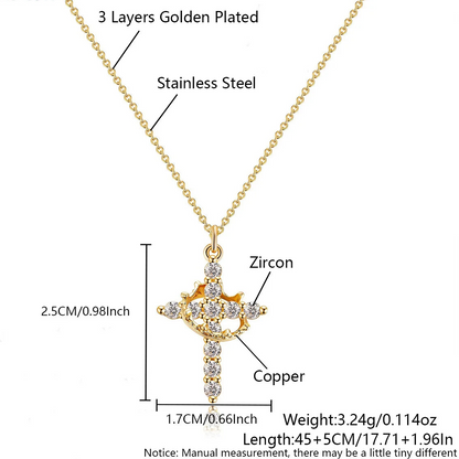 Elegant Crown Cross Necklace