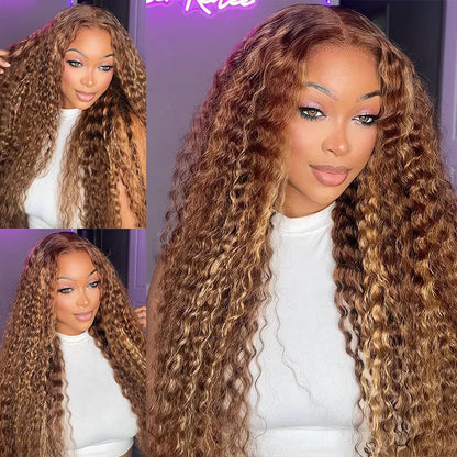 Honey Blonde Water Wave Wig - Glueless Lace Front